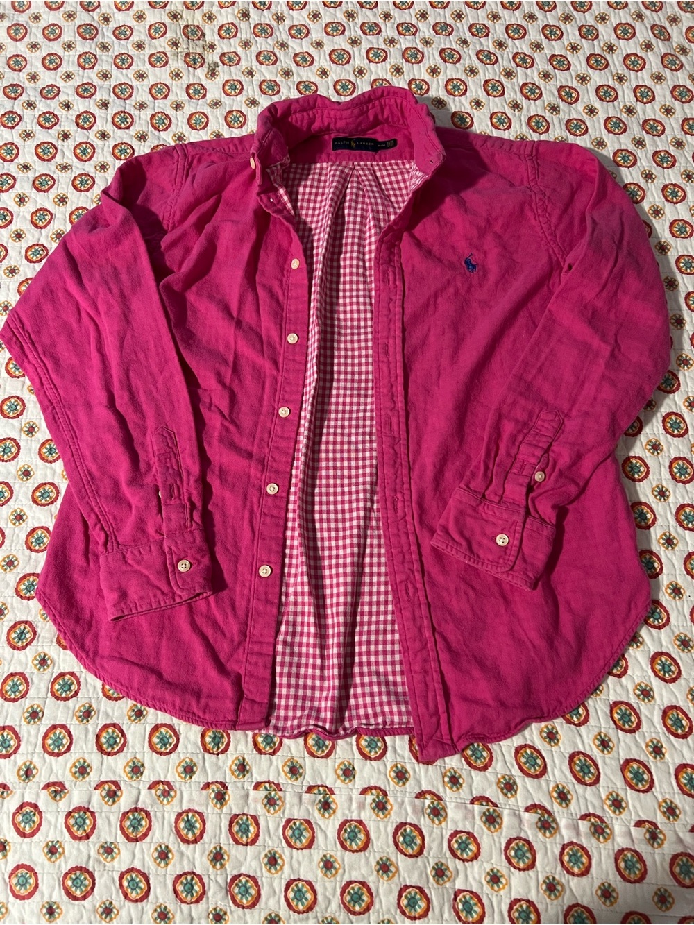 Y2K Ralph Lauren Flannel Pink Button Down Shirt size Medium